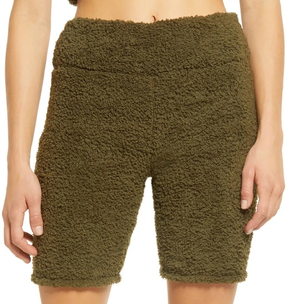 Norstrom BP Cozy Bike Short Olive Night Size XL High Rise High Pile Fleece Comfy